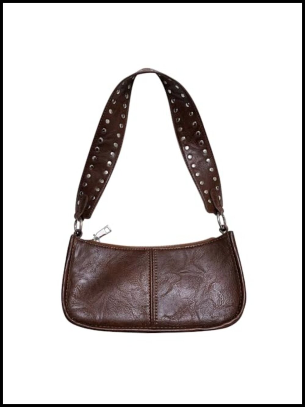 Faux Leather Studded Shoulder Bag Y2K Crossbody Purse Retro Hobo Handbag
